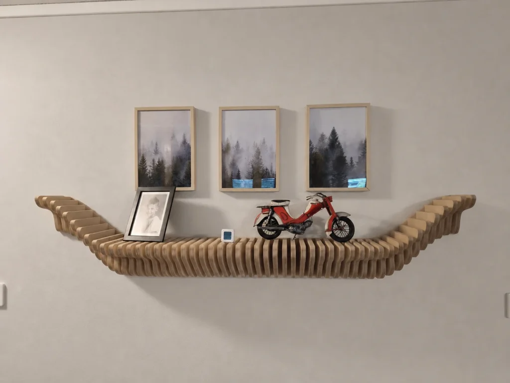 Koivuvanerinen 150cm Aaltohylly